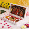 3D Lord Tirupati Balaji Charan Paduka Frame Box - Premium ABS Polymer Devotional Gift Set with Gold Plated Footprints
