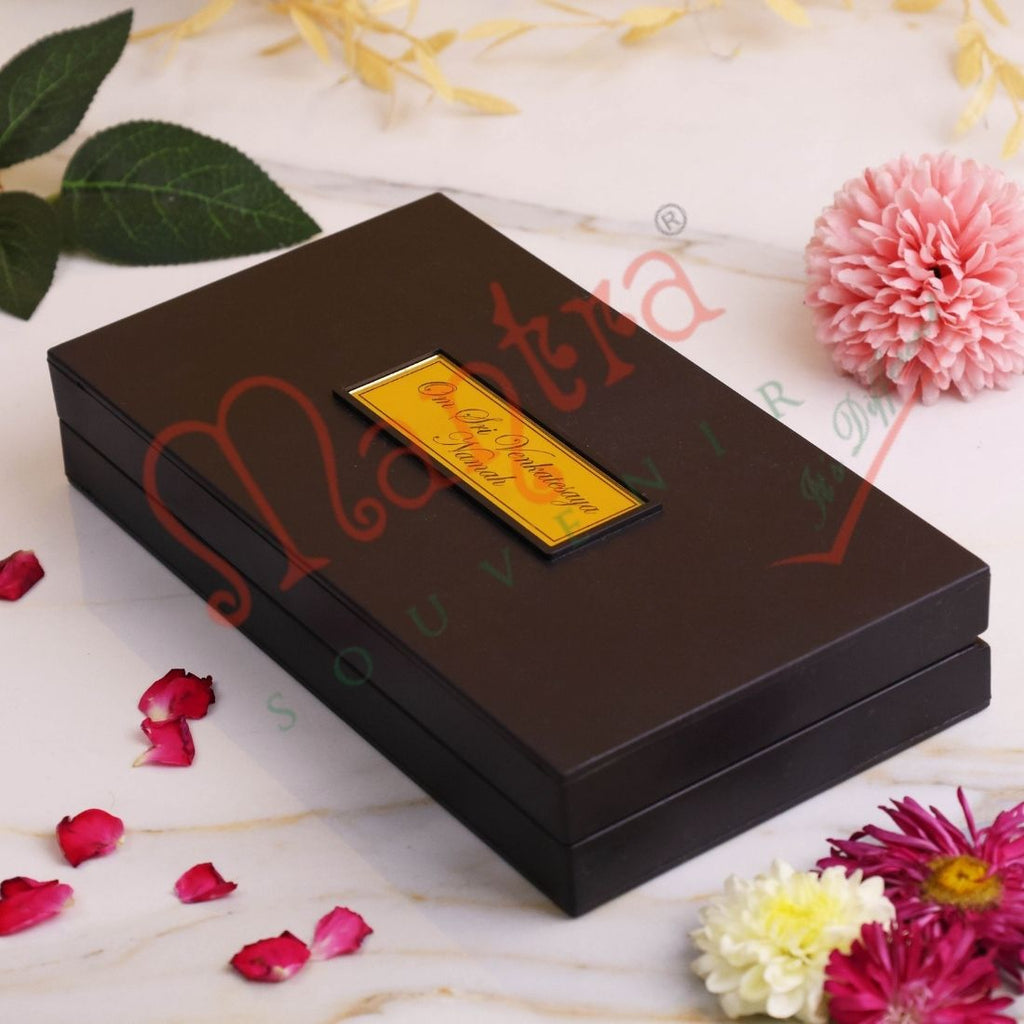 3D Lord Tirupati Balaji Darshan Charan Paduka Frame Box - Premium ABS Polymer Spiritual Gift Set with Gold Plated Footprints & Sacred Yantras