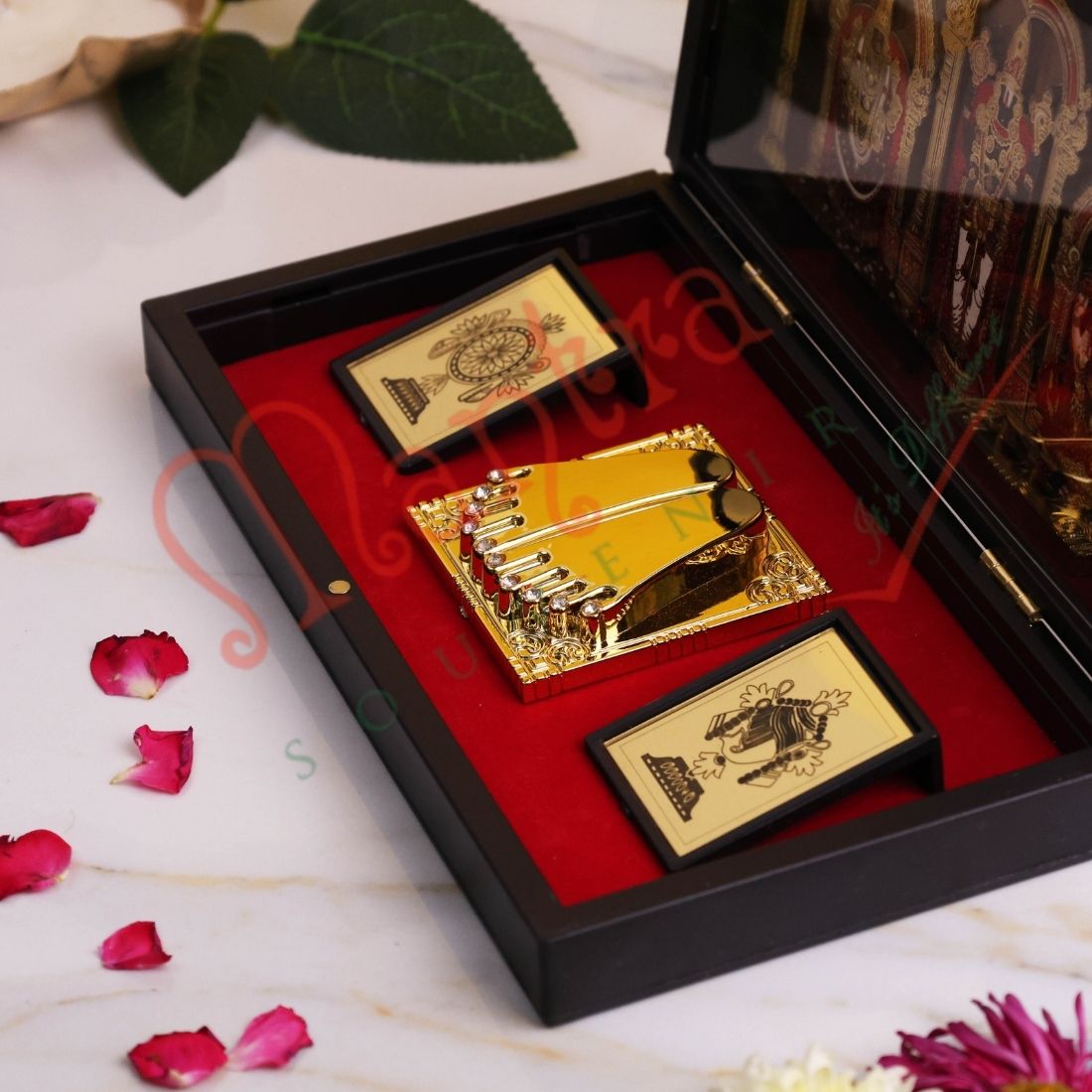 3D Lord Tirupati Balaji Darshan Charan Paduka Frame Box - Premium ABS Polymer Spiritual Gift Set with Gold Plated Footprints & Sacred Yantras