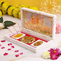 Gold Plated Ram Darbar Charan Paduka Divine Frame Box – Premium ABS Polymer Spiritual Decor for Peace, Harmony & Blessings