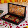 Gold Plated Ashtalakshmi Charan Paduka Frame Box – Premium ABS Polymer 8 Forms of Lakshmi Idol – Divine Wealth & Prosperity Blessing Gift for Home Mandir & Office
