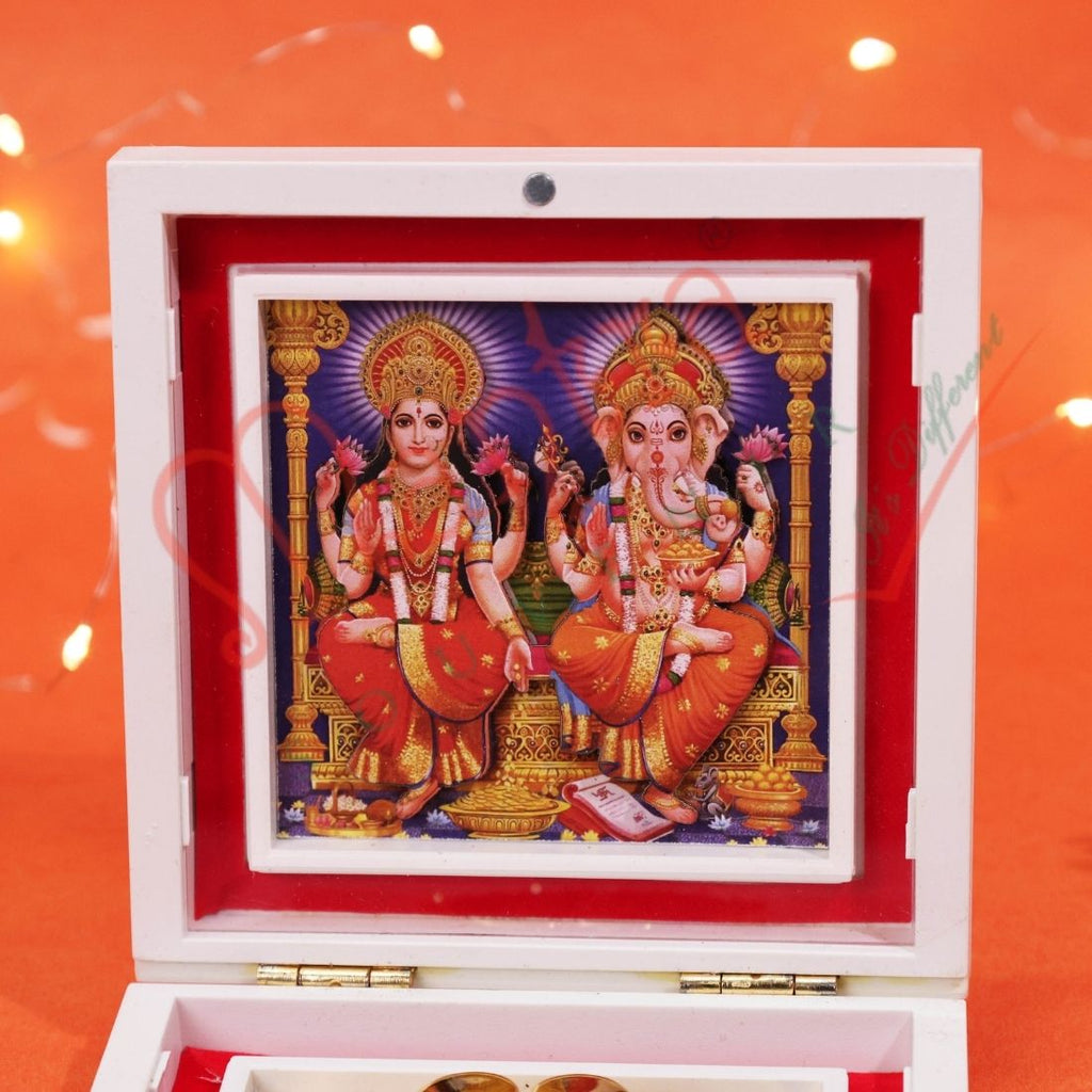 M. Yantram Premium 3D Laxmi Ganesh Charan Paduka Box - Spiritual Gift Set for Home Pooja & Diwali Gifting