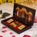 HUMSAFAR 3D Shrinathji Charan Paduka in Premium ABS Polymer Box - Nathdwara Gold Plated Krishna Idol with Gita Saar Quotes - Divine Spiritual Gift & Office Decor