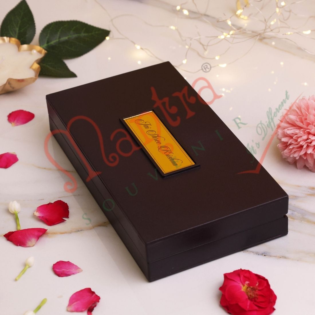 Gold Plated Shrinathji Charan Paduka Box – Premium ABS Polymer Nathdwara Shrinath Ji Idol for Home Mandir & Office – Divine Blessing Gift & Spiritual Decor