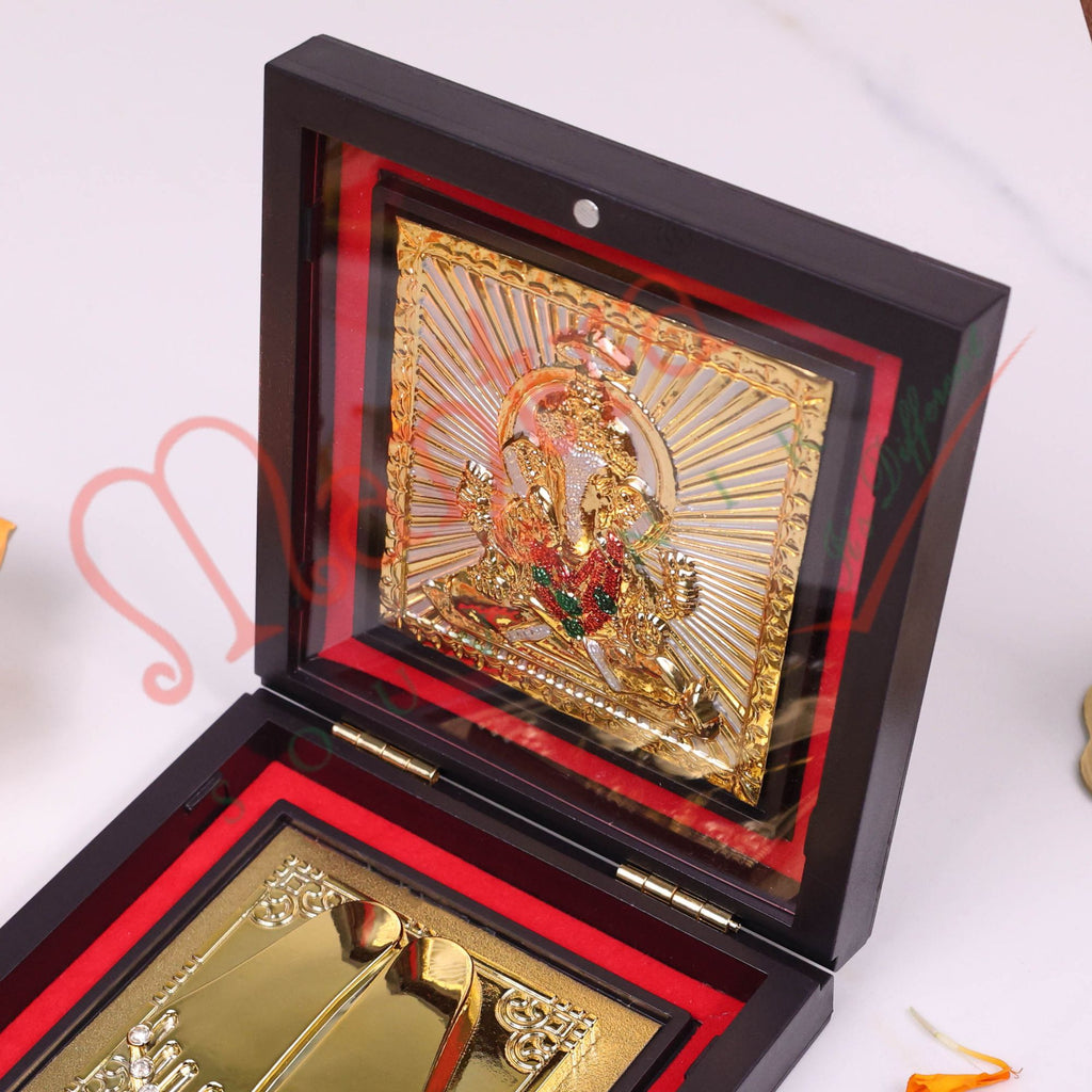 Gold Plated Lord Ganesha Charan Paduka in Premium Box – Divine Ganesh Footprints for Success, Home Mandir & Gifting