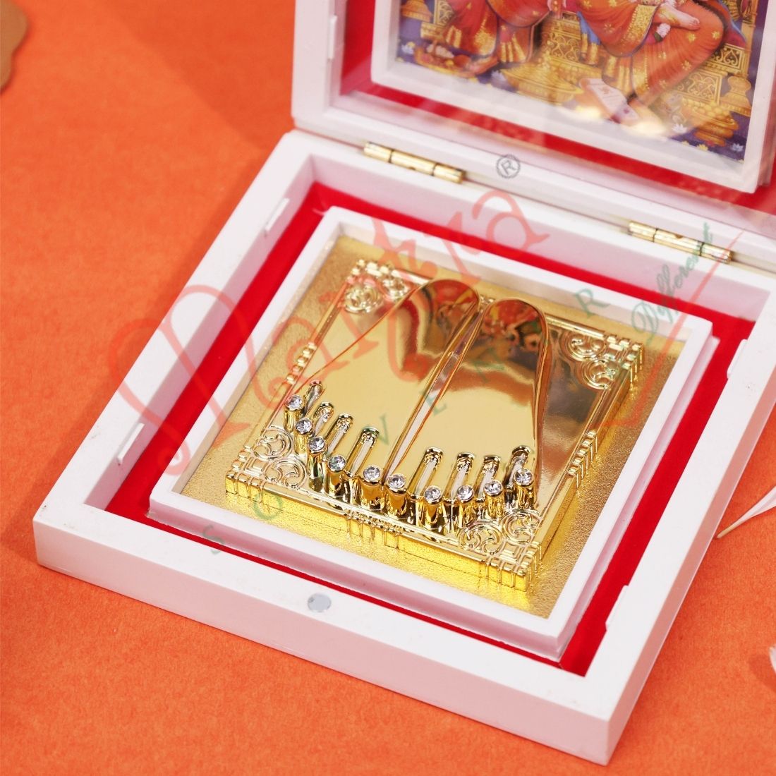 M. Yantram Premium 3D Laxmi Ganesh Charan Paduka Box - Spiritual Gift Set for Home Pooja & Diwali Gifting