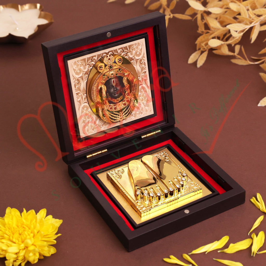 Yantram 3D Ram Lalla Charan Paduka with Frame | ABS Polymer | Auspicious Shri Ram Puja & Home Temple Decor