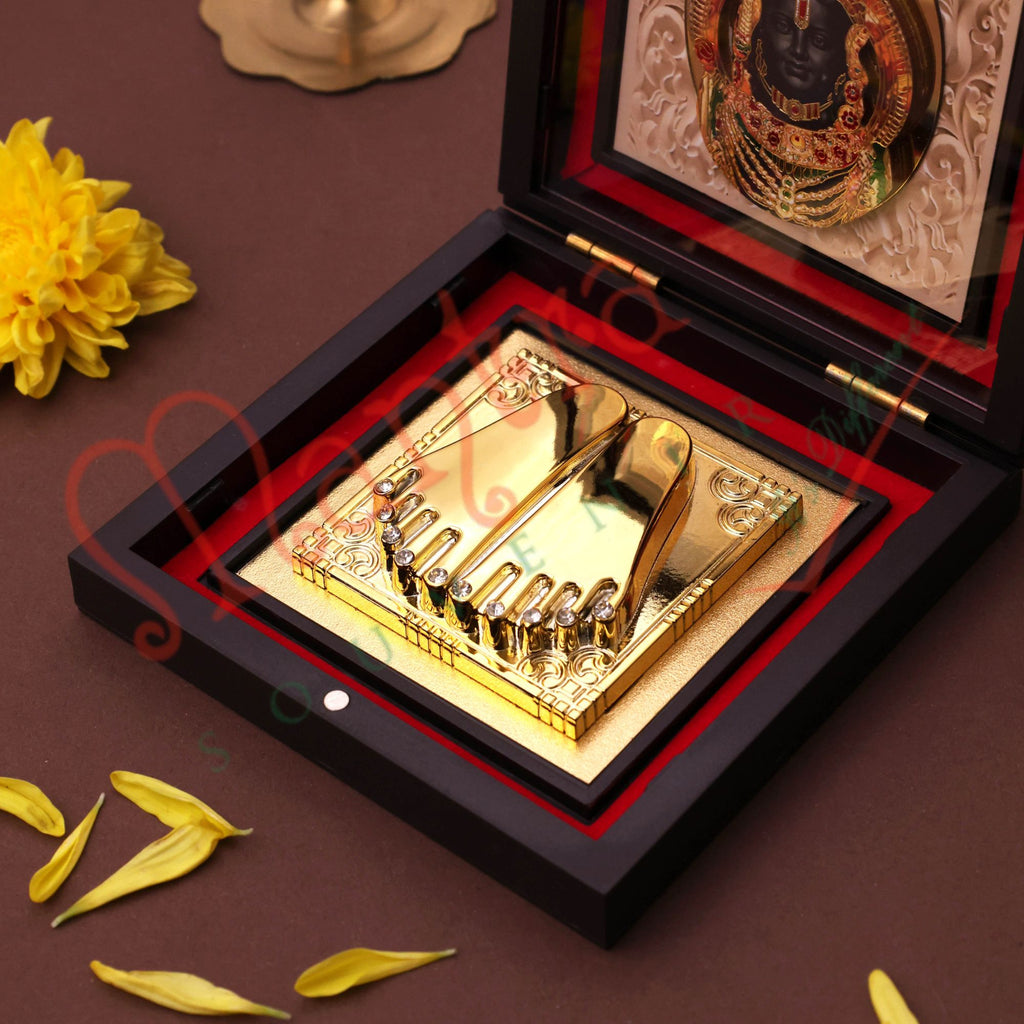 Yantram 3D Ram Lalla Charan Paduka with Frame | ABS Polymer | Auspicious Shri Ram Puja & Home Temple Decor
