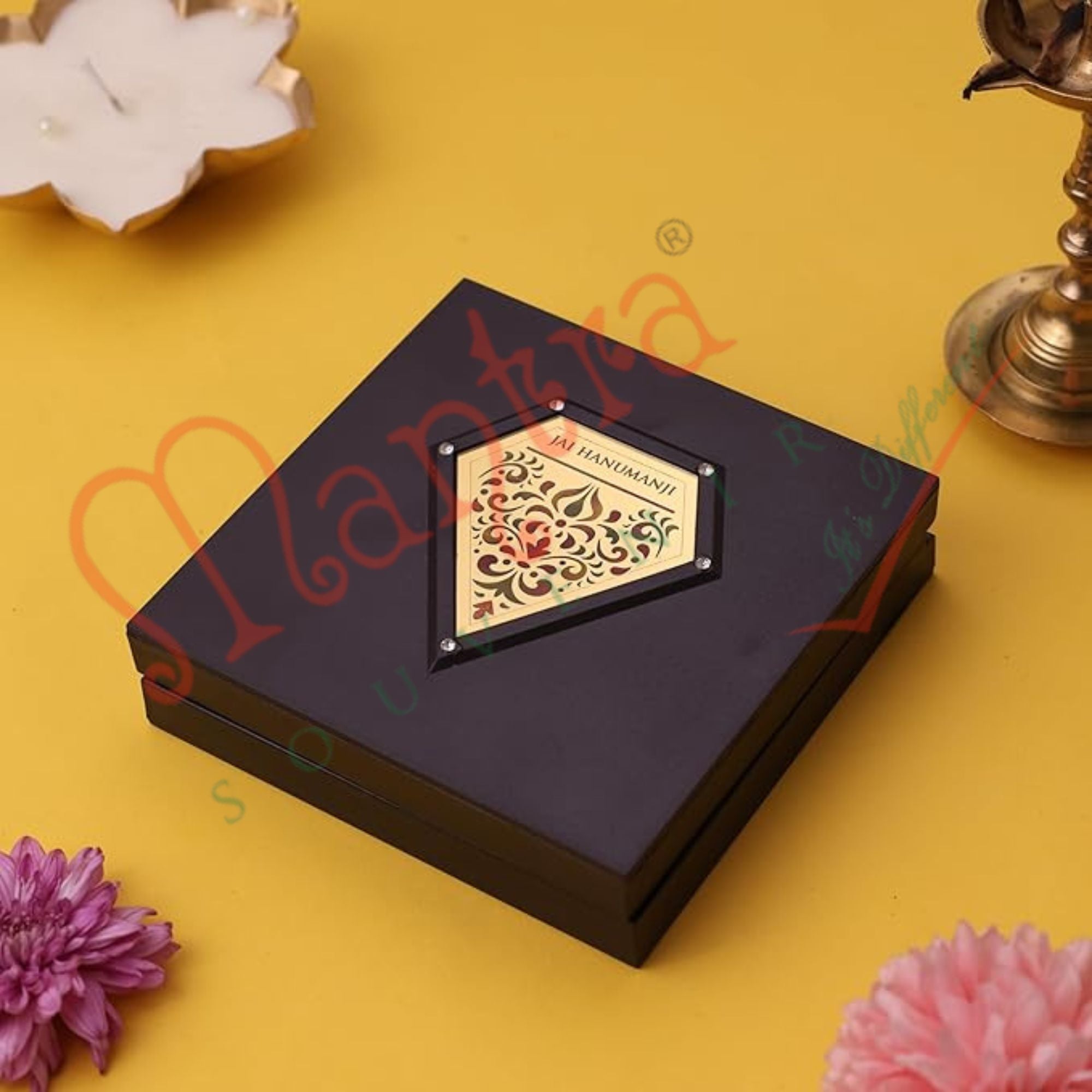 Yantram Divine 3D Lord Hanuman Charan Paduka Box Devotional Gift Set with Frame & Decorative Accents