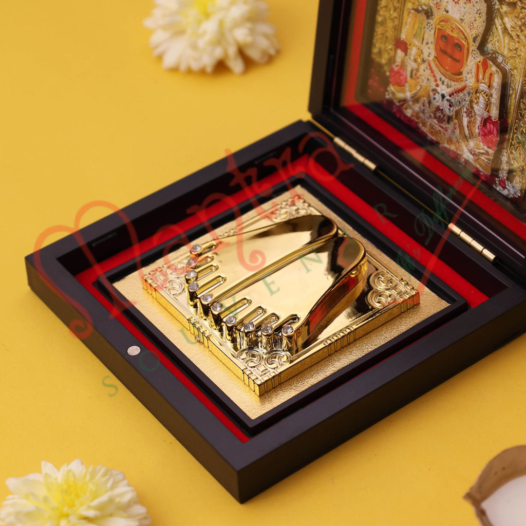 Yantram 3D Nakoda Bhairav Dada Gold-Plated Charan Paduka Box – Premium Jain Spiritual Gift & Protection Frame