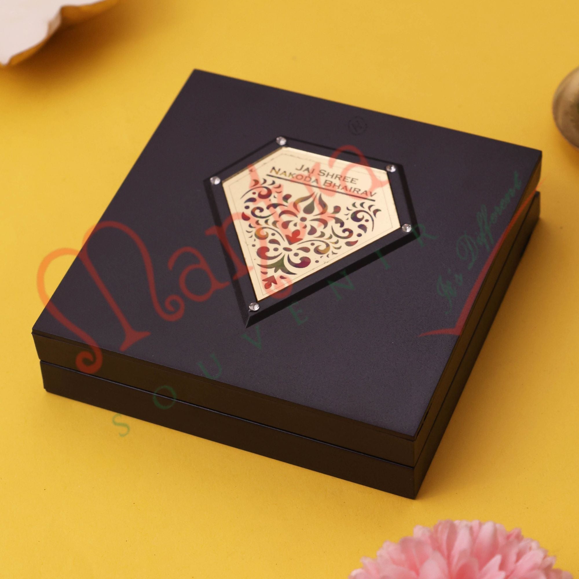 Yantram 3D Nakoda Bhairav Dada Gold-Plated Charan Paduka Box – Premium Jain Spiritual Gift & Protection Frame