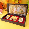 Premium Gold Plated Kuber Laxmi Charan Paduka Box – Durable ABS Polymer Spiritual Frame with Kuber & Mahalakshmi Yantra for Wealth, Prosperity & Gifting