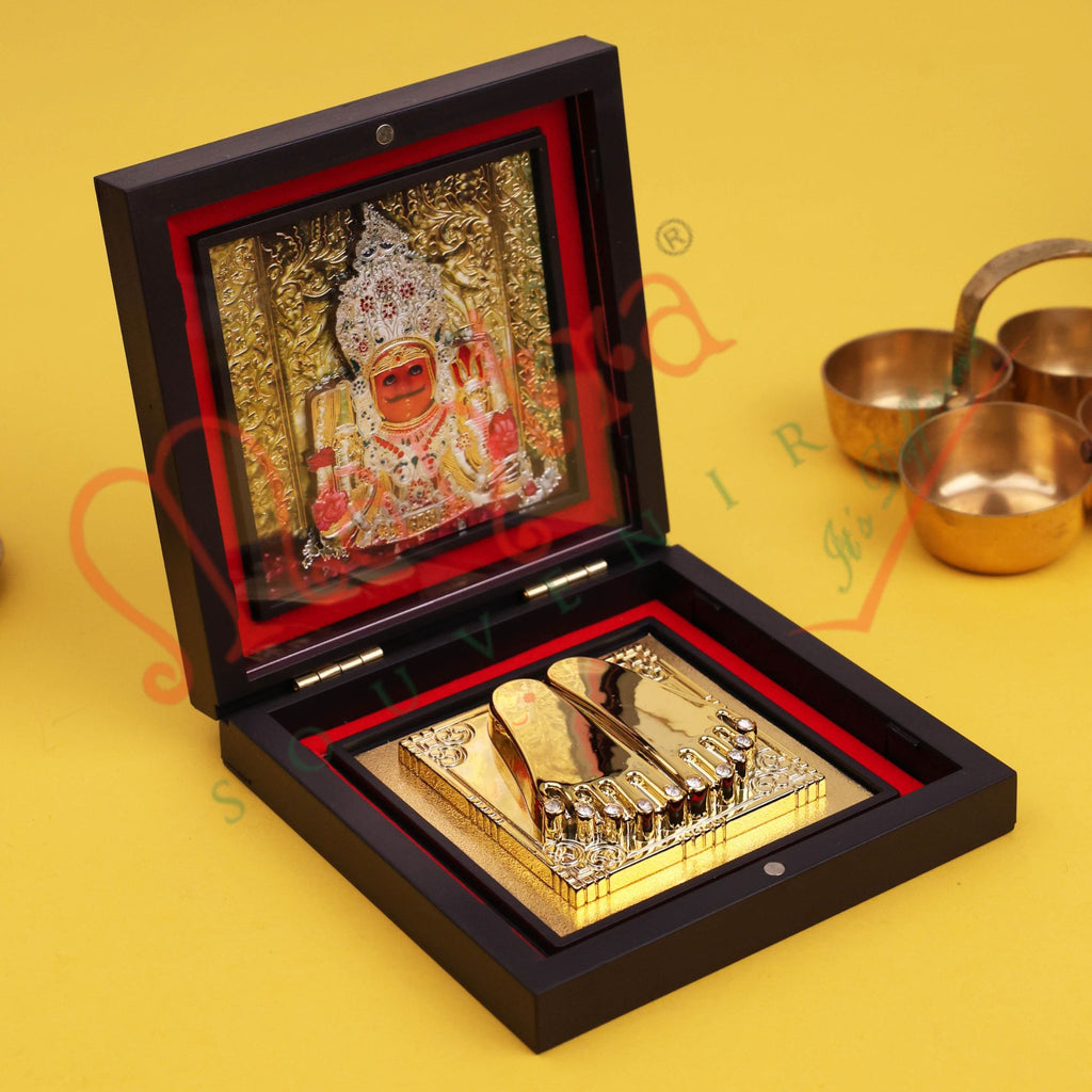 Yantram 3D Nakoda Bhairav Dada Gold-Plated Charan Paduka Box – Premium Jain Spiritual Gift & Protection Frame