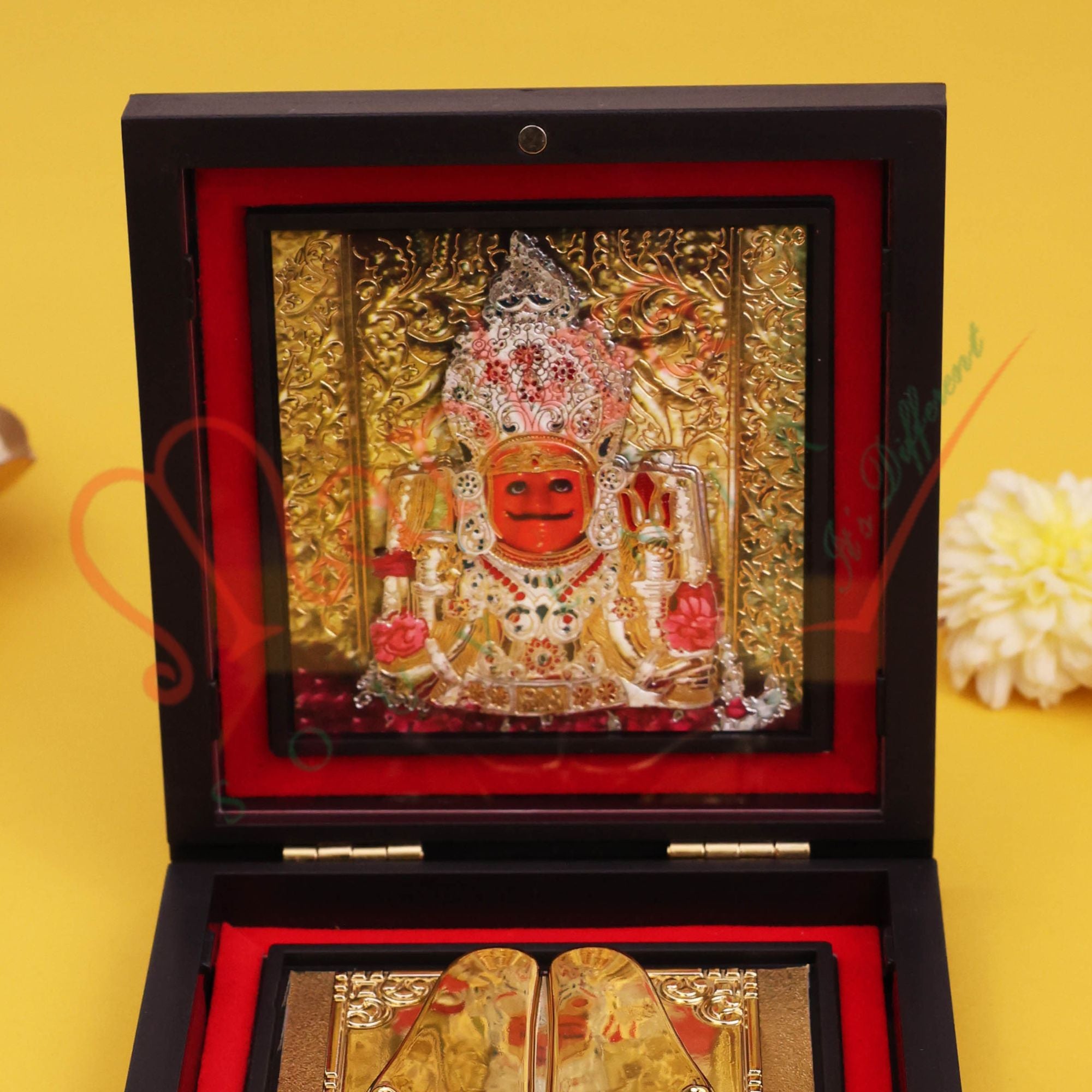 Yantram 3D Nakoda Bhairav Dada Gold-Plated Charan Paduka Box – Premium Jain Spiritual Gift & Protection Frame