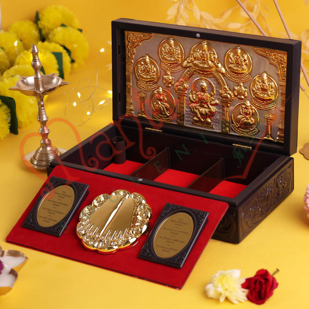 Ashta Lakshmi Premium Corporate Gift Box – Gold-Plated Charan Paduka & Eight Manifestations of Wealth