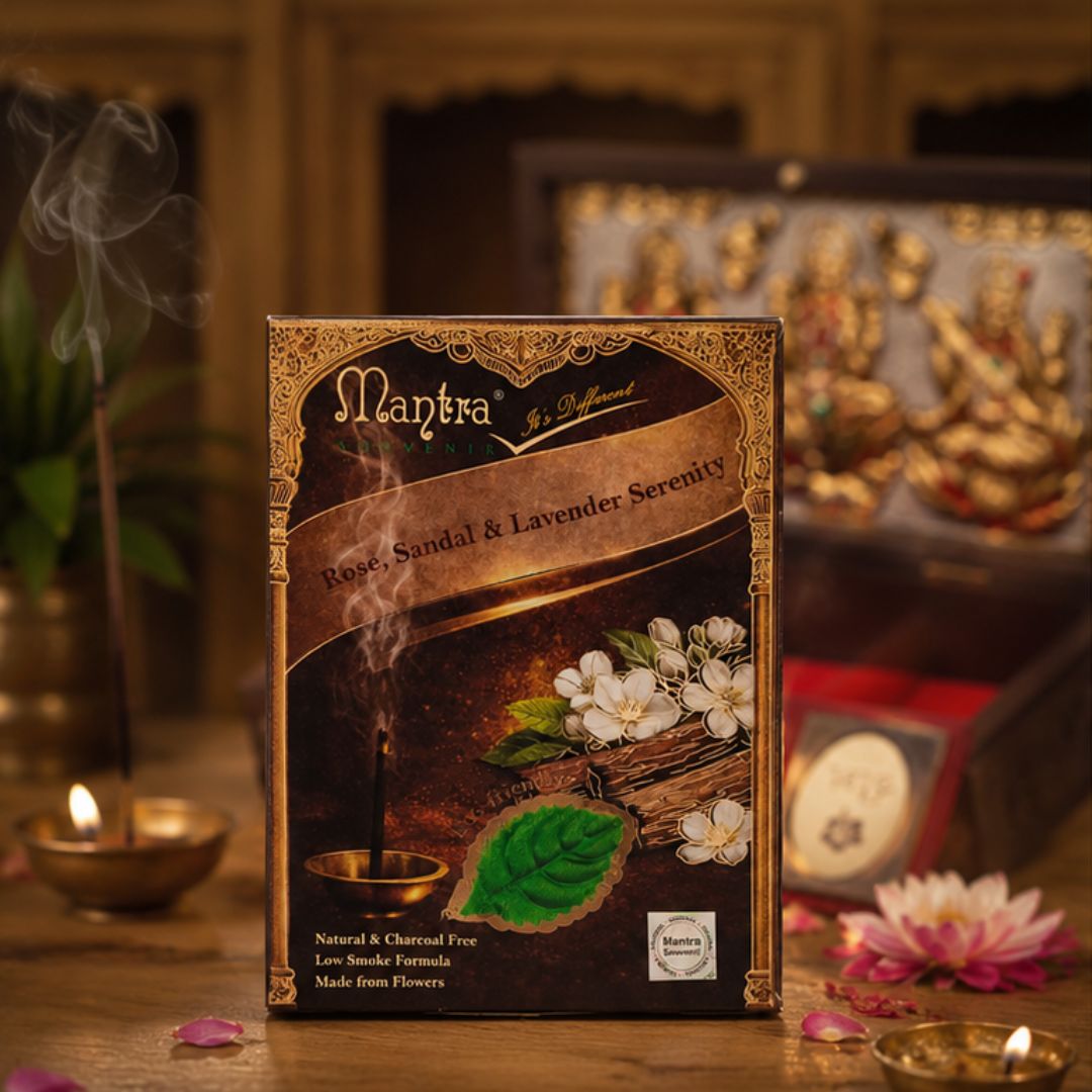 Mantra Souvenir Premium Gift Incense Dhoop Sticks Pack of 6 (180 Sticks) | Rose Sandal Lavender Fragrance Gift Pack | Unique Spiritual Gift for Diwali Housewarming Wedding Return Gifts Corporate Gifting Pooja Gift Hampers