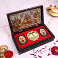 Premium Laxmi Ganesh Saraswati Charan Paduka Corporate Gift Box – Gold Plated Divine Trio in ABS Polymer for Prosperity, Wisdom & Knowledge