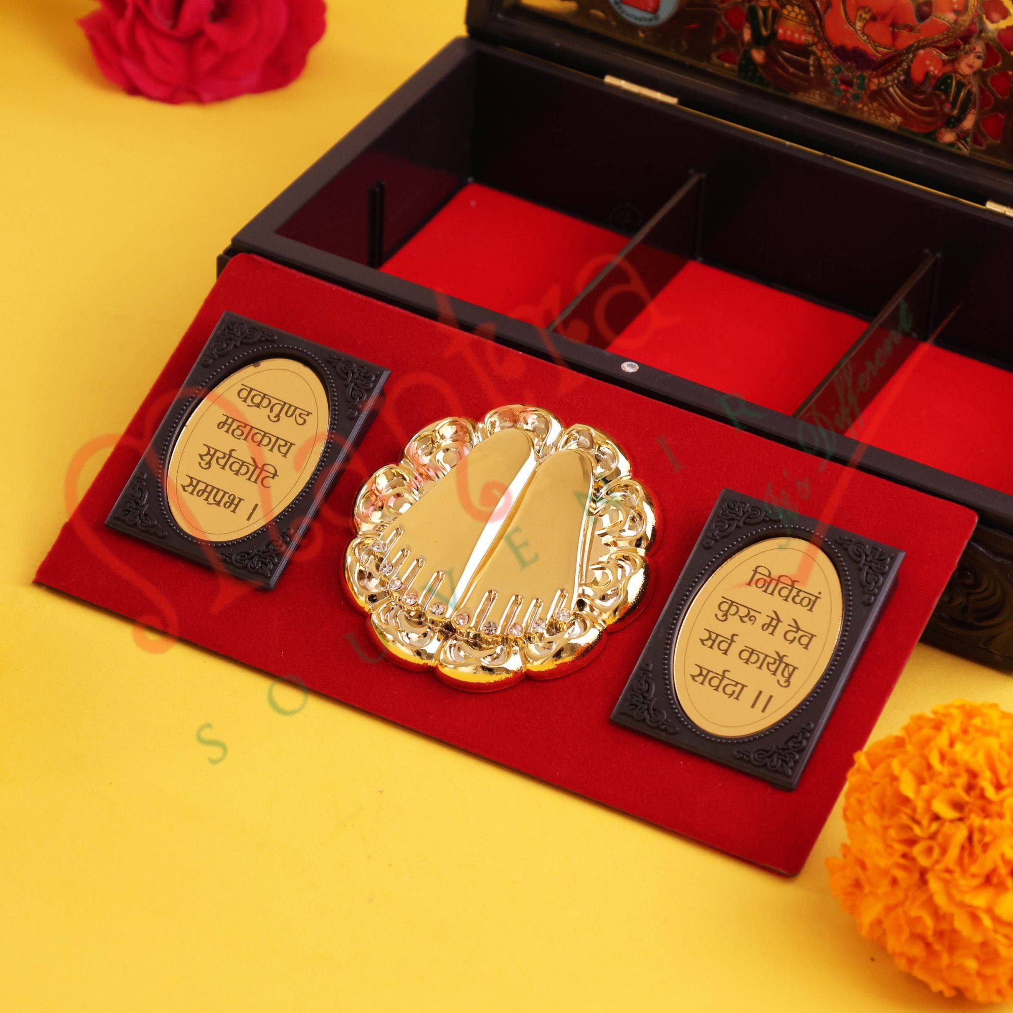 Divine 3D Dagdu Ganesh ji Charan Paduka Corporate Gift Box – Ashtavinayak Blessings Edition
