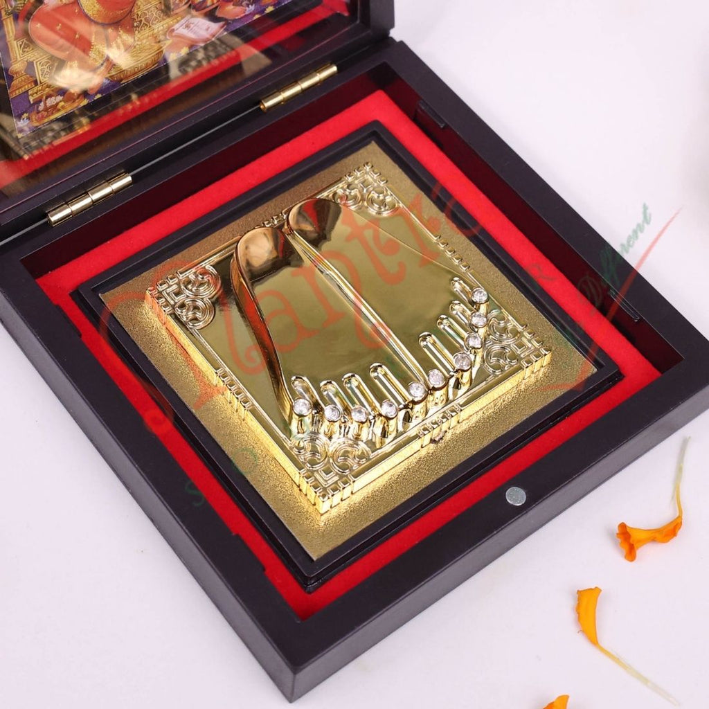 3D Laxmi Ganesha Charan Paduka in Premium Box – Divine Shubh Labh Idol for Wealth, Wisdom & Spiritual Gifting