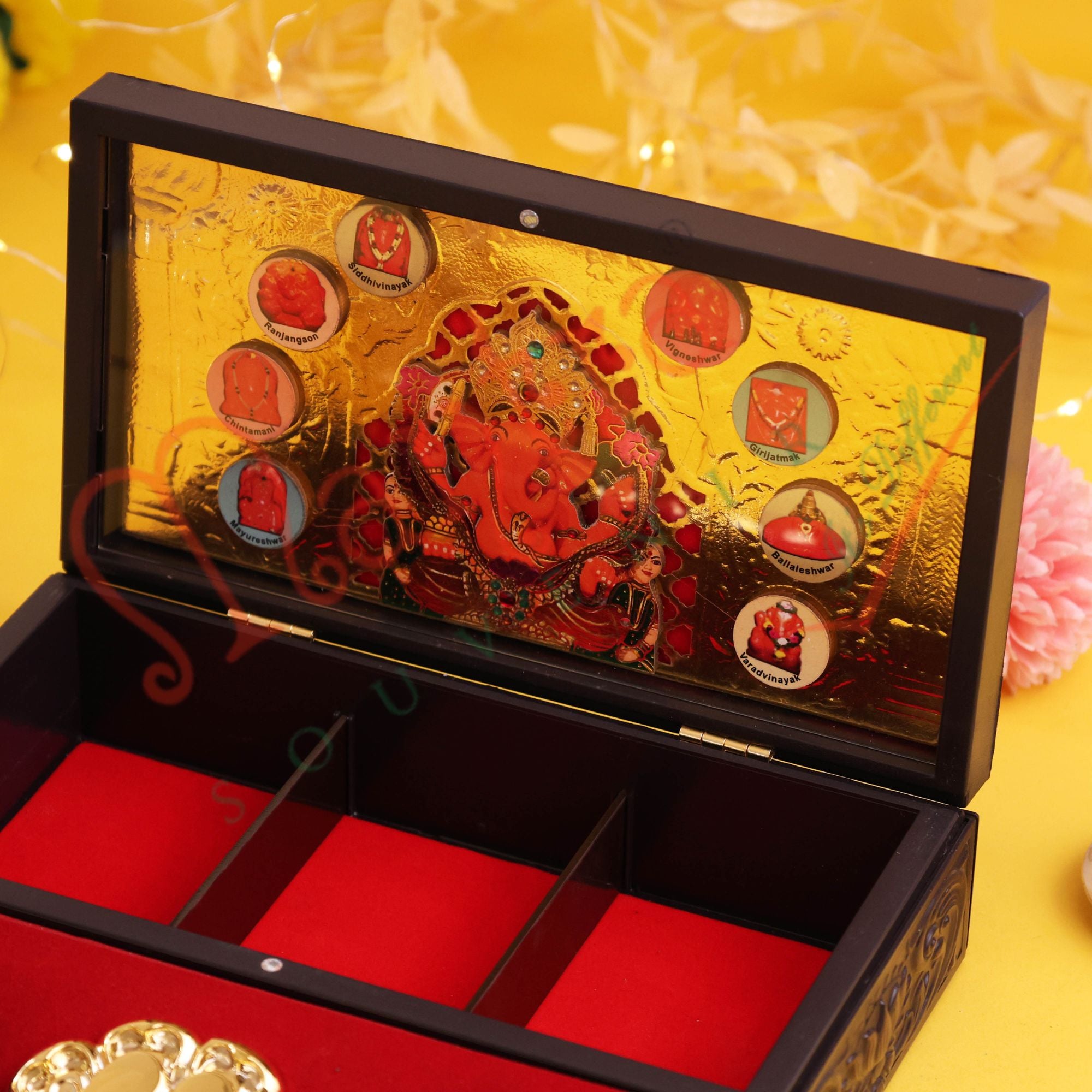 Divine 3D Dagdu Ganesh ji Charan Paduka Corporate Gift Box – Ashtavinayak Blessings Edition