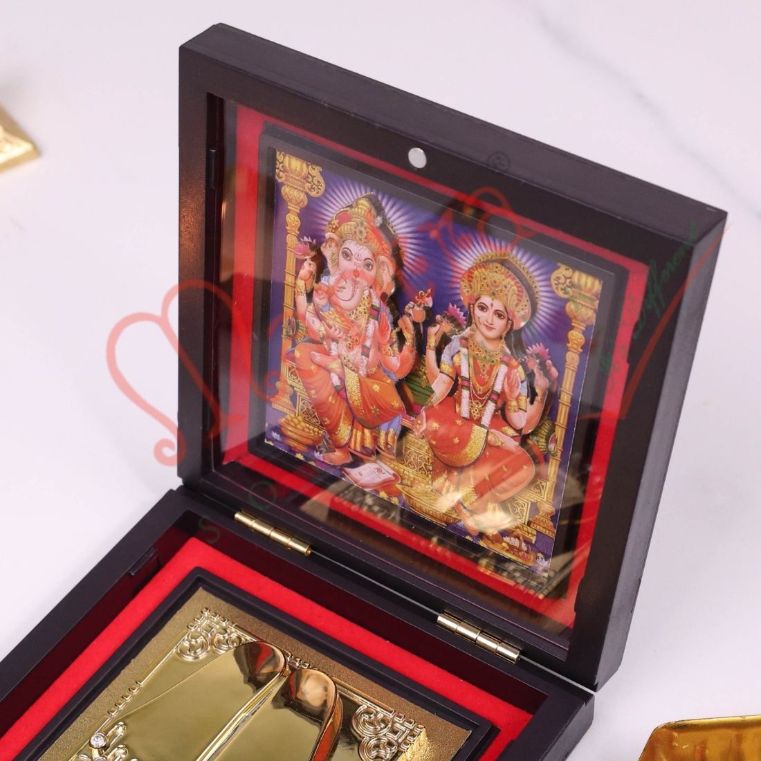 3D Laxmi Ganesha Charan Paduka in Premium Box – Divine Shubh Labh Idol for Wealth, Wisdom & Spiritual Gifting