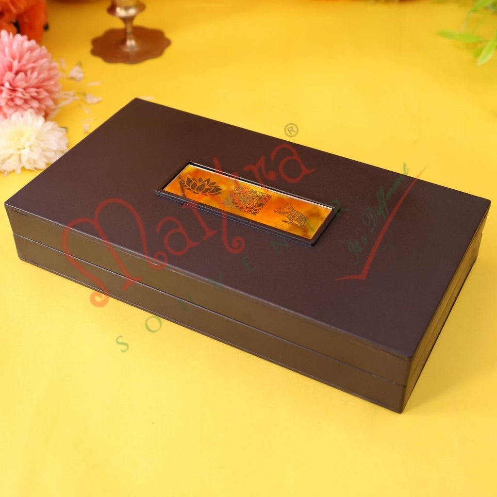 Premium 3D Laxmi Ganesh Charan Paduka Box – Durable ABS Polymer Spiritual Frame with Yantras for Wealth, Home Mandir & Auspicious Gifting