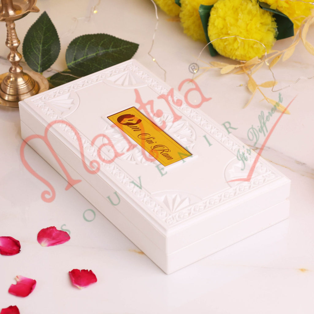 Marvel 3D Sai Baba Dwarkamai Spiritual Charan Paduka Gift Box – Shraddha & Saburi Inscriptions – Premium ABS Polymer Devotional Frame for Home & Office