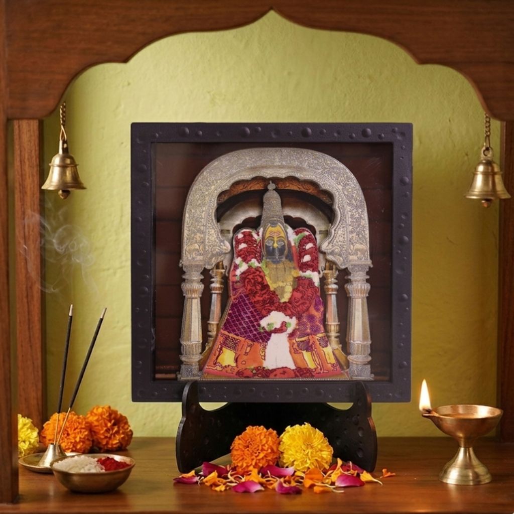 Classic 3D Tulja Bhavani Deity Photo Frame for Home Decor | Maa Tulja Bhavani Religious Photo Frame | ABS Polymer Spiritual Goddess Frame for Pooja Room Temple Decoration Living Room Office Gift