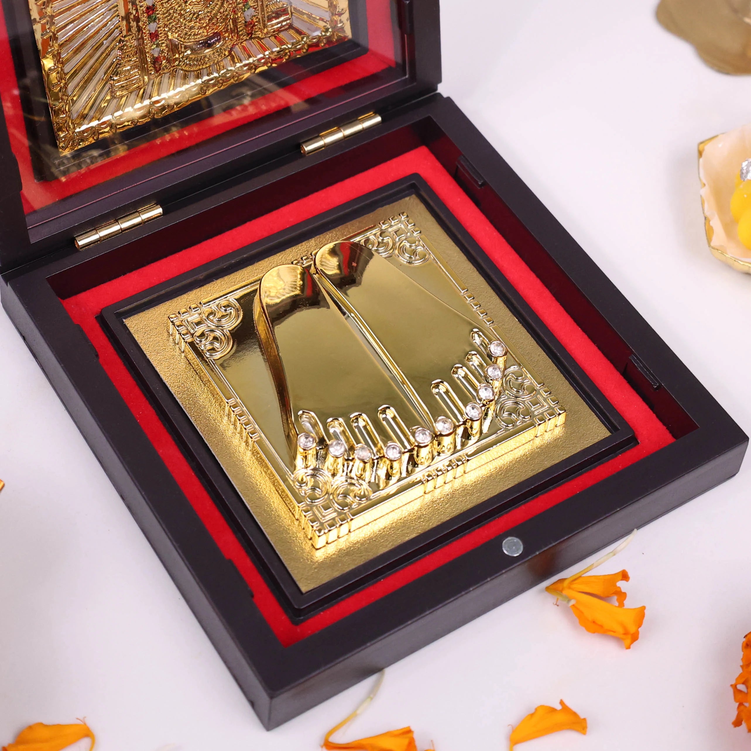 Yantram Balaji Charan Paduka with Balaji Idol in Elegant Brown Box | Spiritual Gift