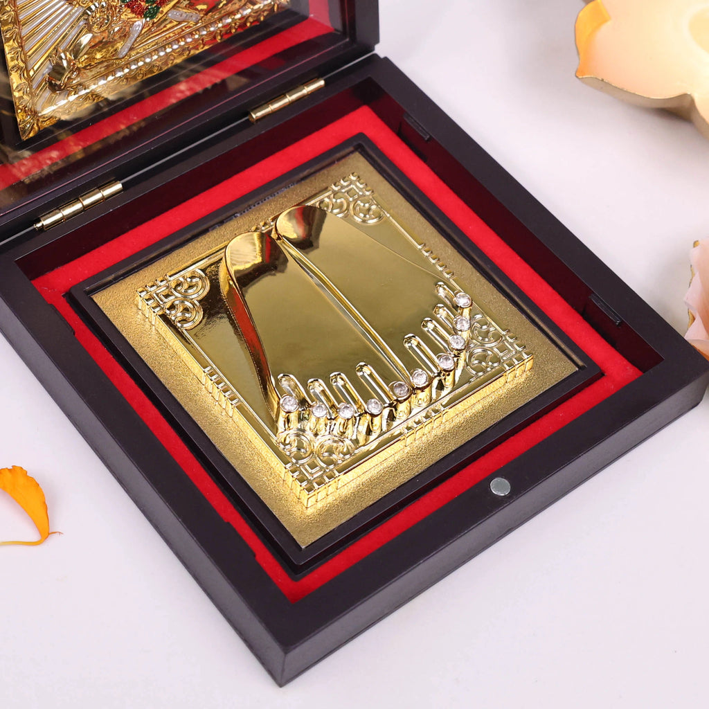 Yantram Lord Ganesha Charan Paduka in Brown Gift Box | Spiritual Gifting