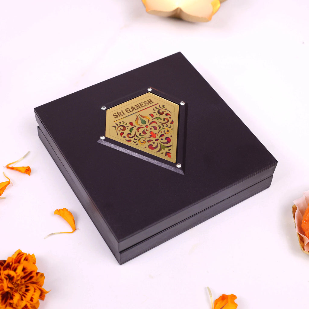 Yantram Lord Ganesha Charan Paduka in Brown Gift Box | Spiritual Gifting
