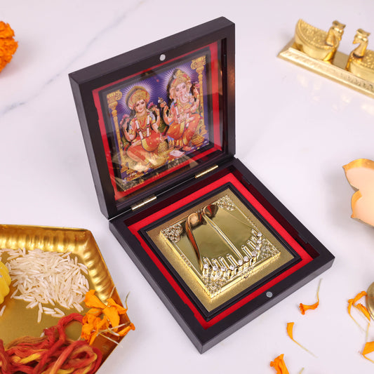 3D Lakshmi Ganesh Idol with Charan Paduka | Spiritual Home Temple & Gift Item