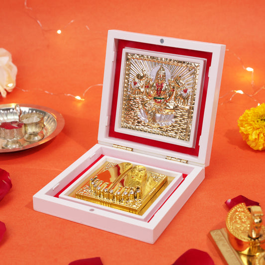 3D Charan Paduka with Lakshmi Ji Idol Box | Diwali Pooja Items for Home Mandir Office Temple Decoration