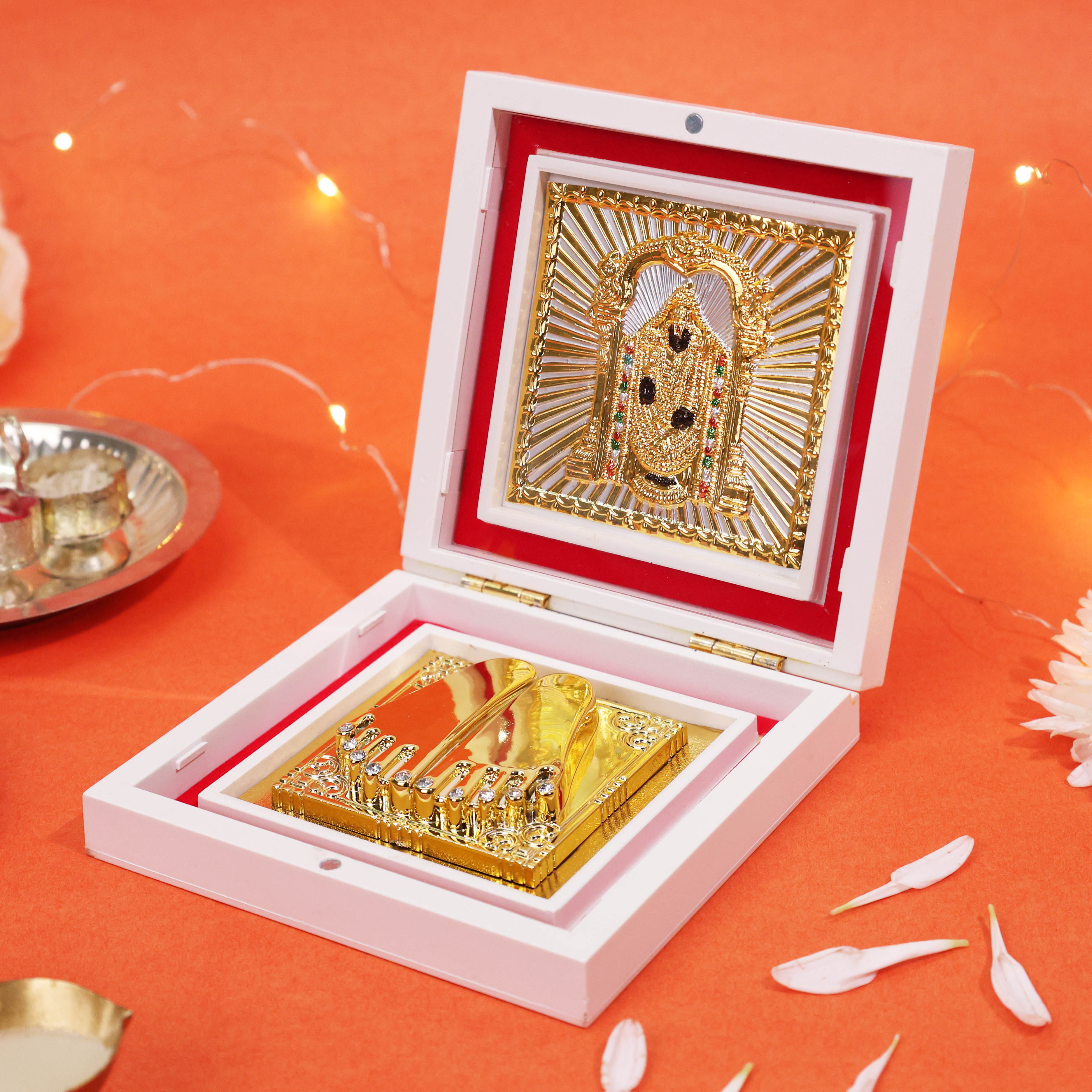 M. Yantram Tirupati Balaji Charan Paduka Pooja Gift Mandir Decor Item for Housewarming, Religious Occasions