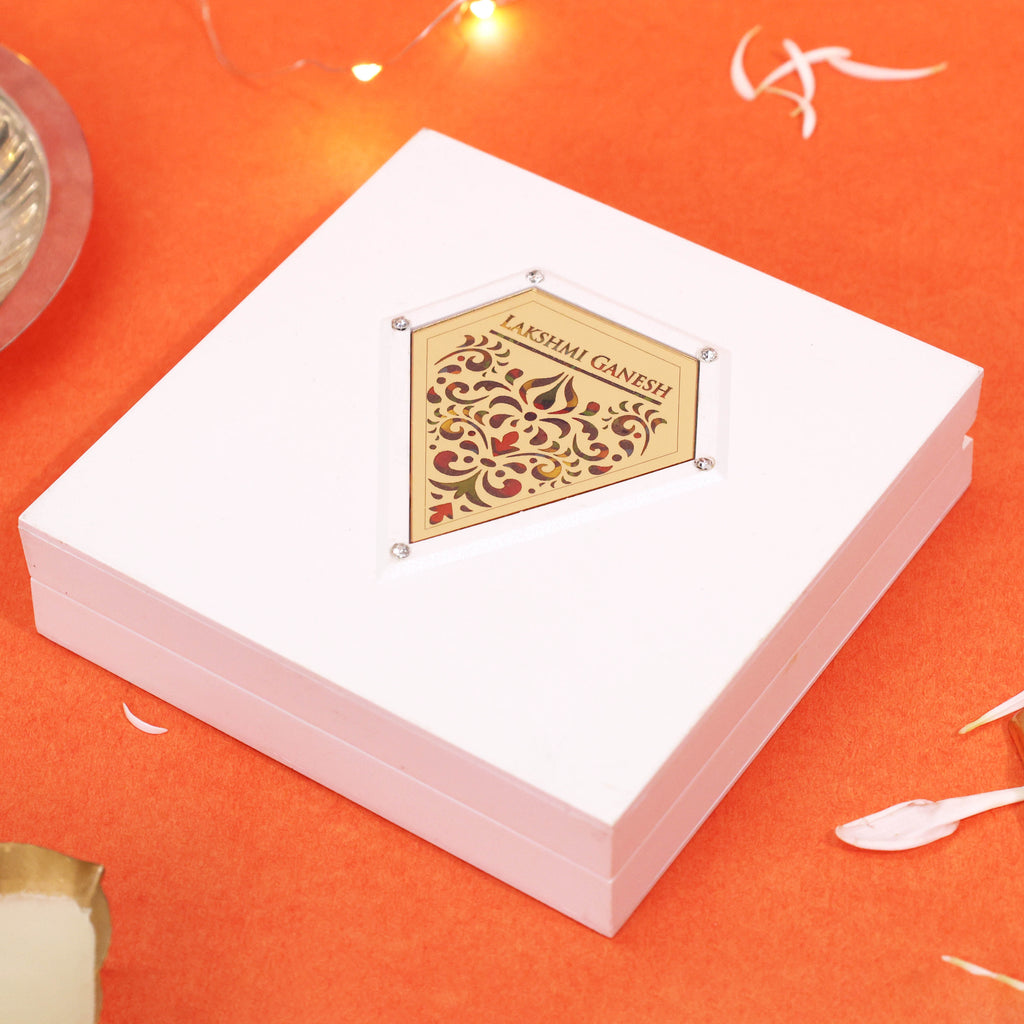 M. Yantram Lakshmi Ganesh Charan Paduka Box for Pooja Room Temple Home Decor Office Mandir Gift | Diwali Gift Spiritual Decor Religious Items