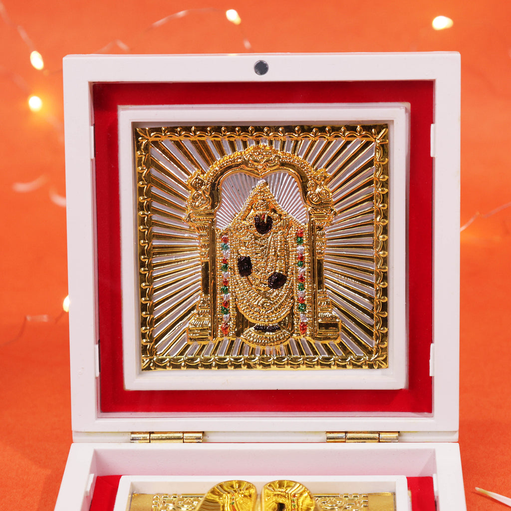 M. Yantram Tirupati Balaji Charan Paduka Pooja Gift Mandir Decor Item for Housewarming, Religious Occasions