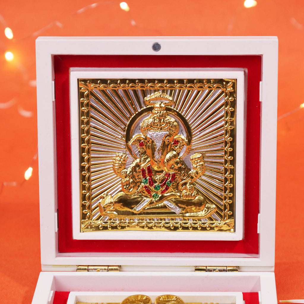 M. Yantram Lord Ganesha Charan Paduka Divine Frame Idol for Pooja Mandir Home Temple Ganapati