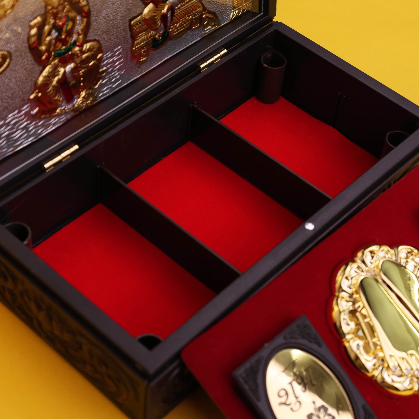 Ganesh Lakshmi Charan Paduka with Premium Wooden Pooja Box | Vastu & Spiritual Gift