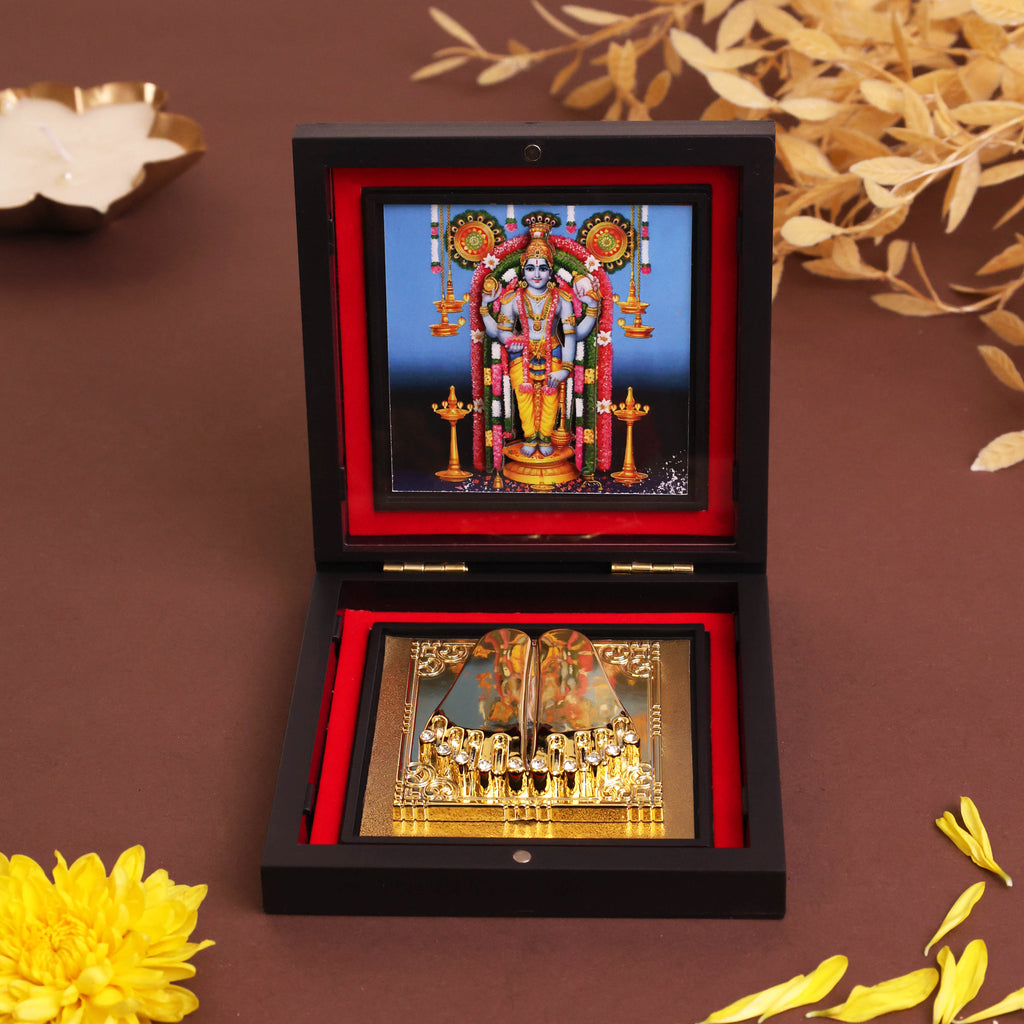 Yantram 3D Shri Vasudev Charan Paduka with Frame | ABS Polymer | Auspicious Puja & Home Temple Decor