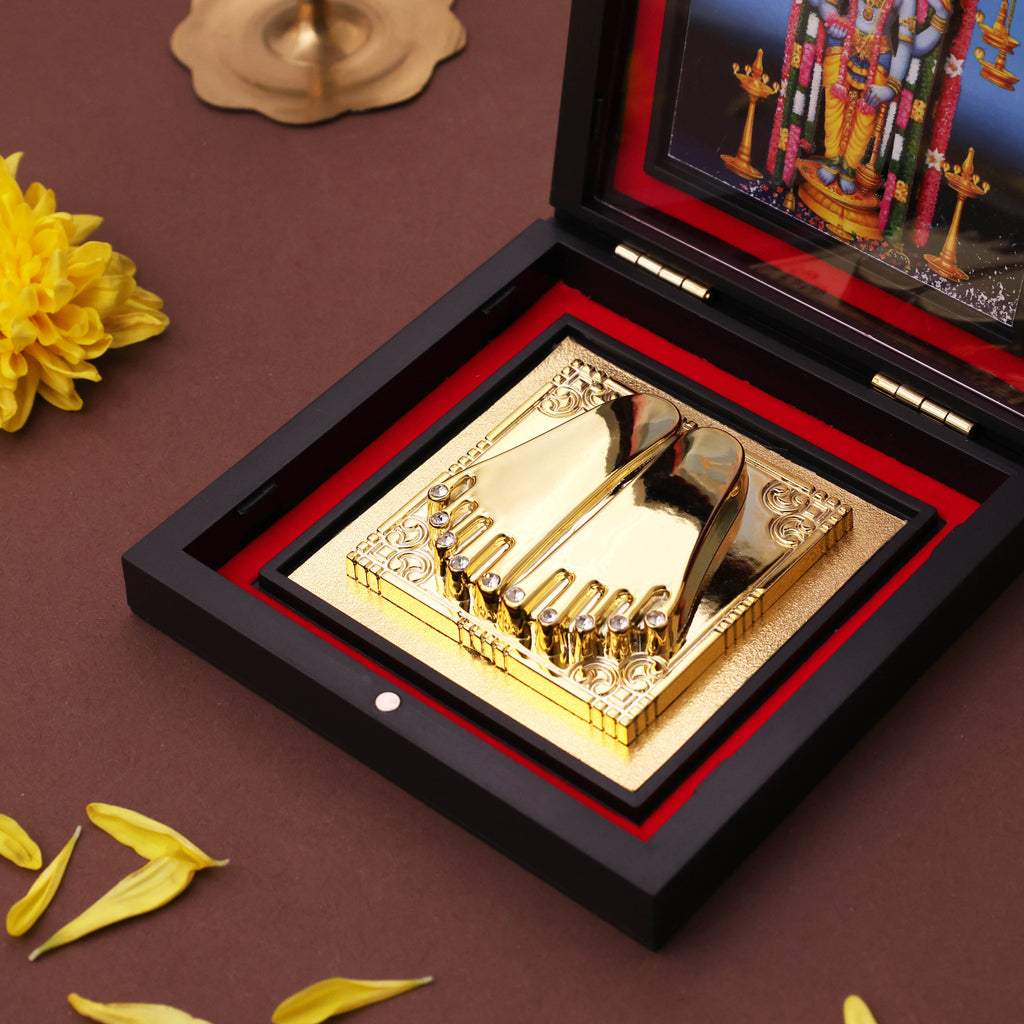 Yantram 3D Shri Vasudev Charan Paduka with Frame | ABS Polymer | Auspicious Puja & Home Temple Decor