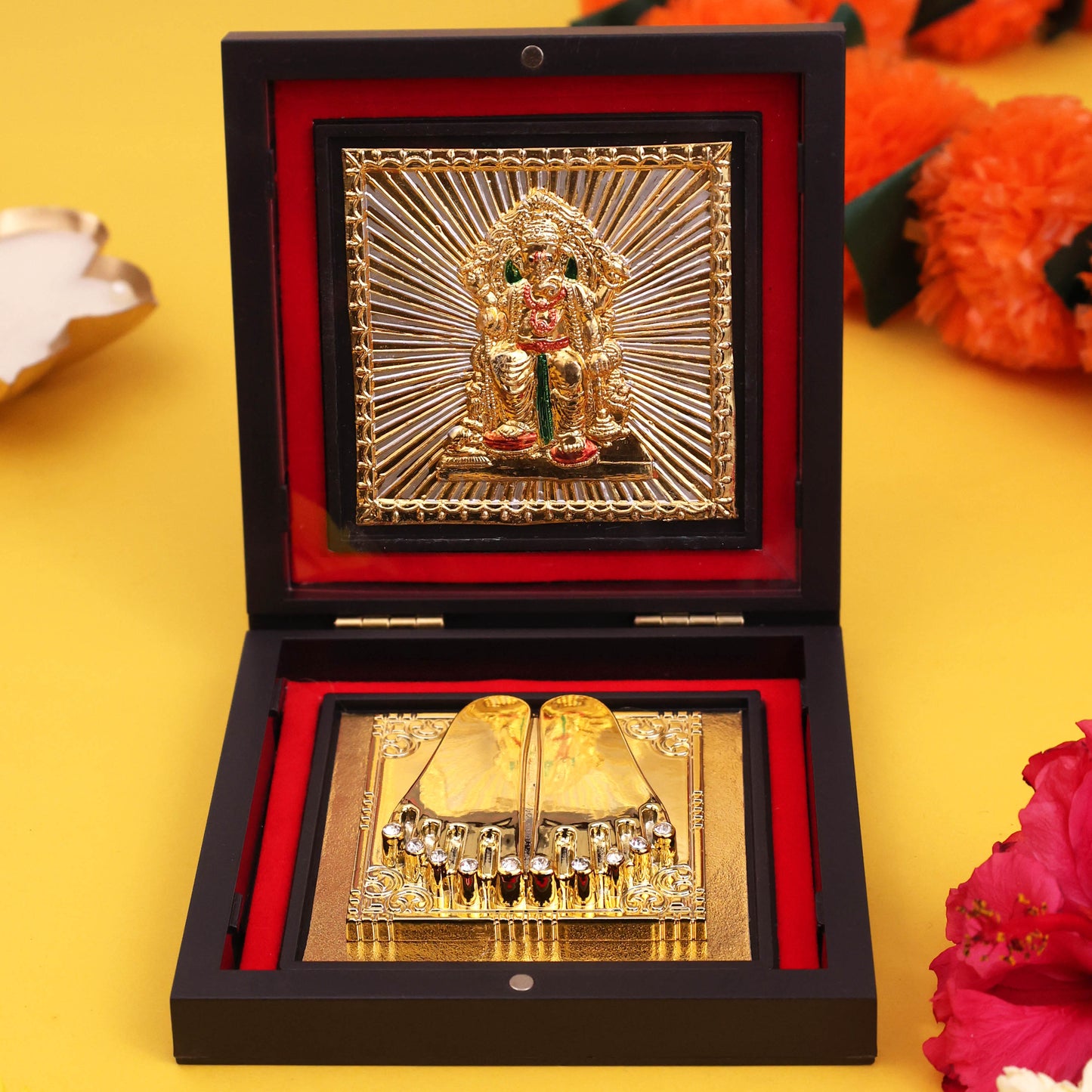 Ganesha Charan Paduka Box – Auspicious Vighnaharta Idol for Success, Protection & Luxury Gifting