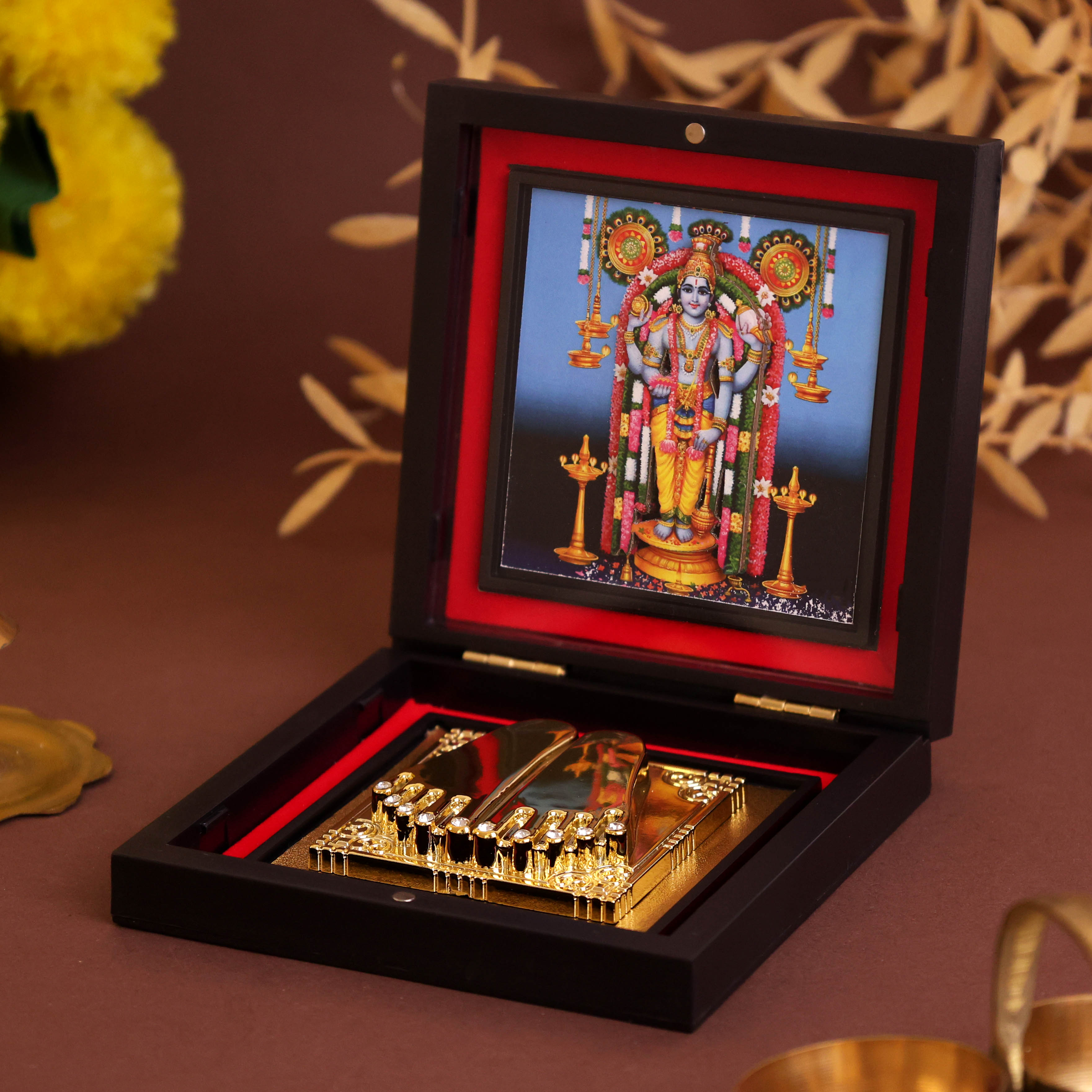 Yantram 3D Shri Vasudev Charan Paduka with Frame | ABS Polymer | Auspicious Puja & Home Temple Decor