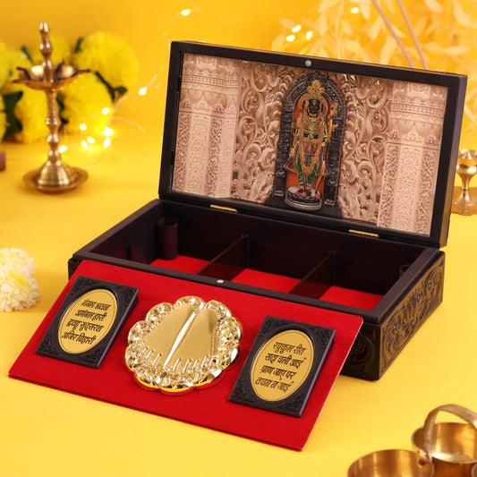 Divine 3D Ayodhya Ram Lalla Premium Corporate Gift Box – Charan Paduka & Shloka Edition