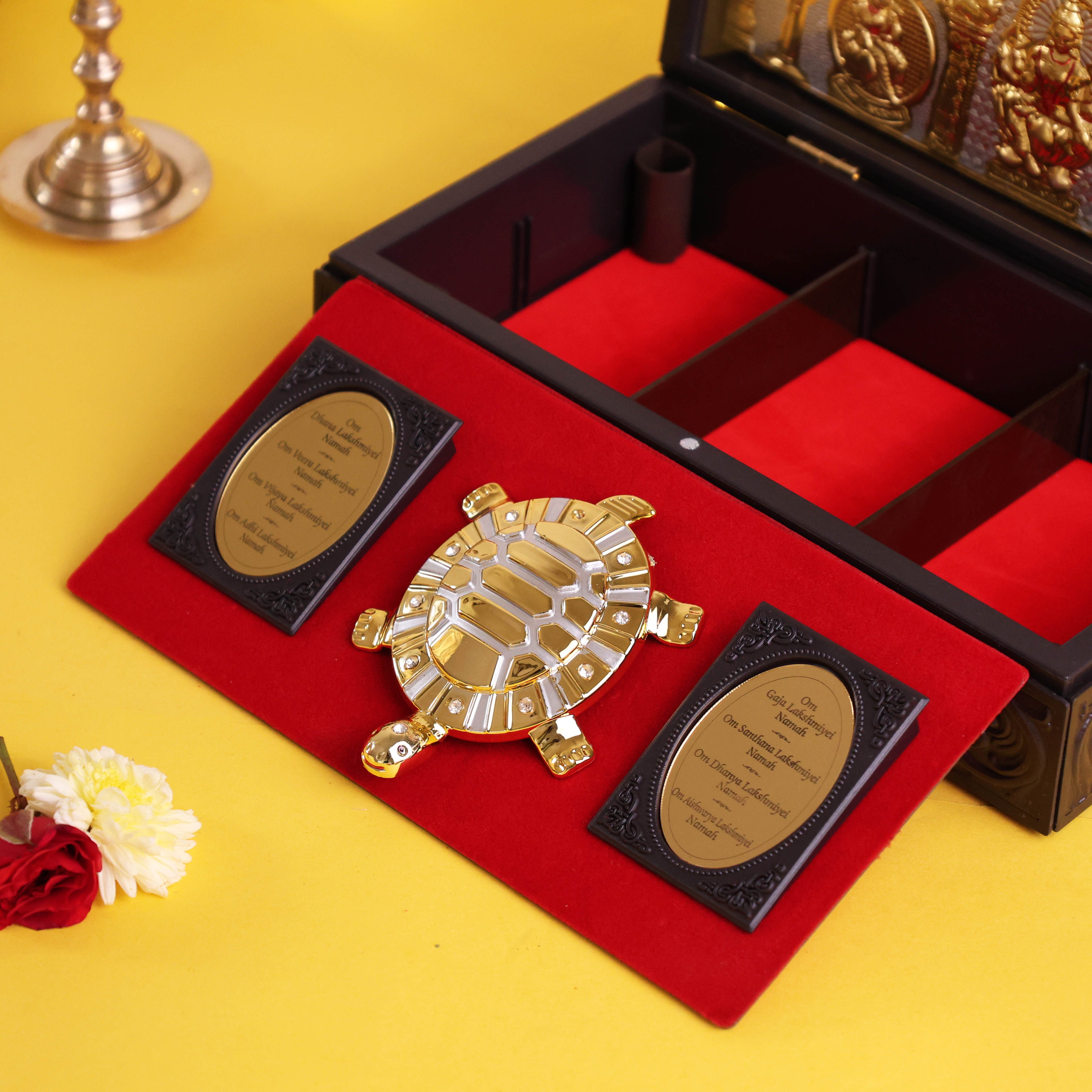 Sacred Ashta Lakshmi Vastu Tortoise Corporate Gift Box – Gold-Plated Kurma Avatar & Eight Forms of Abundance