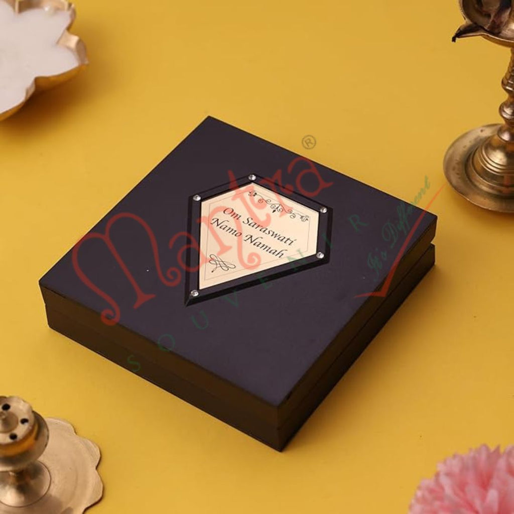 Yantram Divine 3D Saraswati Charan Paduka Box – Wisdom & Knowledge Gift Set in Premium Frame