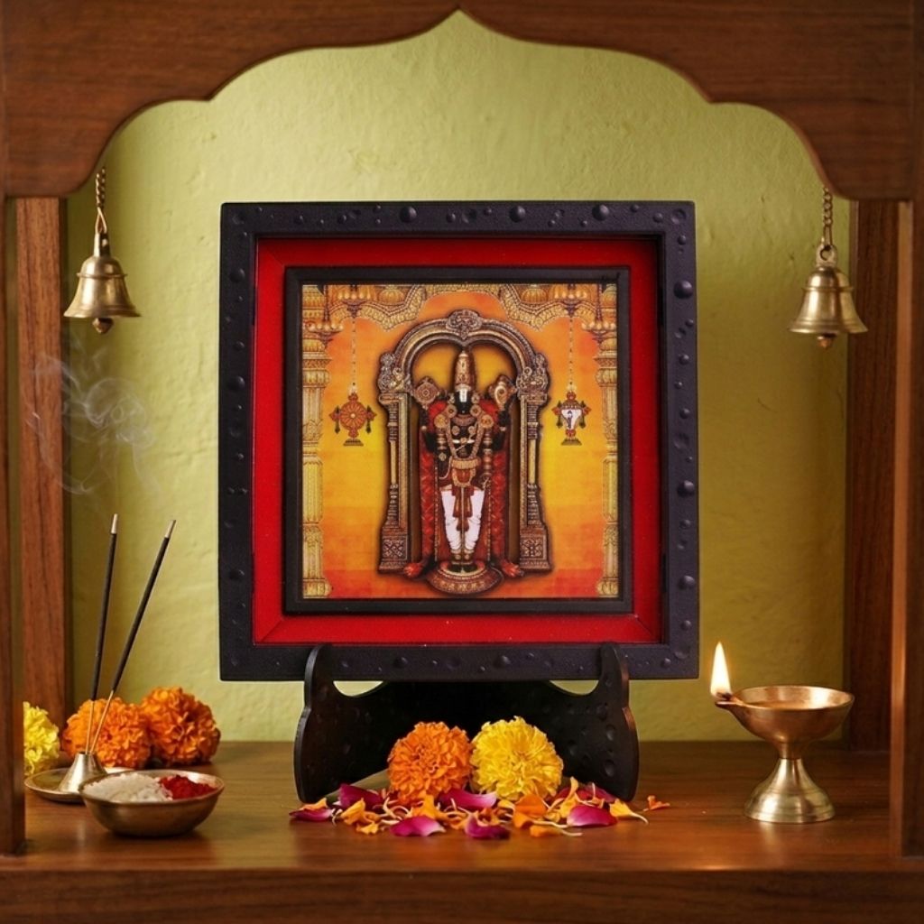 Classic 3D Balaji Deity Photo Frame for Home Decor | Lord Venkateswara Tirupati Balaji Idol Art Frame | ABS Polymer Religious Photo Frame for Pooja Room Temple Decoration Living Room Office Spiritual Gift