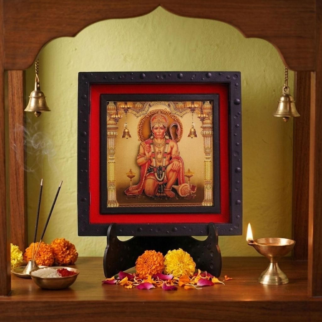 Classic 3D Hanuman Ji Divine Photo Frame for Home Decor | Bajrangbali Sankat Mochan Religious Frame | ABS Polymer Spiritual Wall & Table Decor for Pooja Room Mandir Office Gift